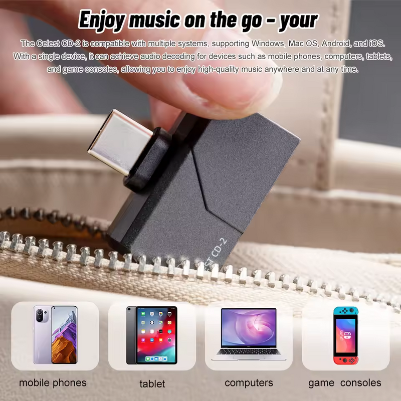 Celest CD-2 Portable Type-C to 3.5mm 4.4mm DAC Audio HiFi Earphone Decoder Headphone Amplifier For IEMs Android iOS Mac Win10 - Kinera