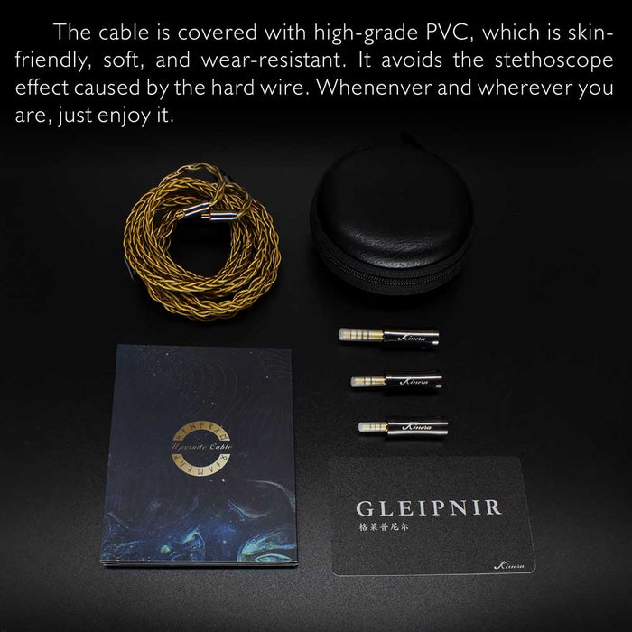 Kinera Gleipnir 6N OCC Headphone Cable Premium Upgrade Cable - Gold Plated 2.5/3.5/4.4mm Plugs, 0.78 2pin MMCX for HiFi IEMs - Kinera